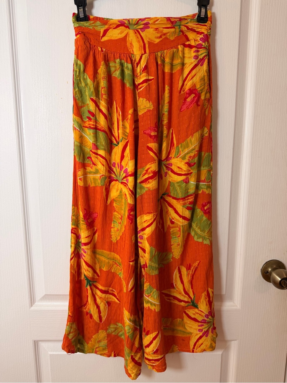 Haute Hippie Orange Floral Maxi Skirt with Yellow & Green Accents